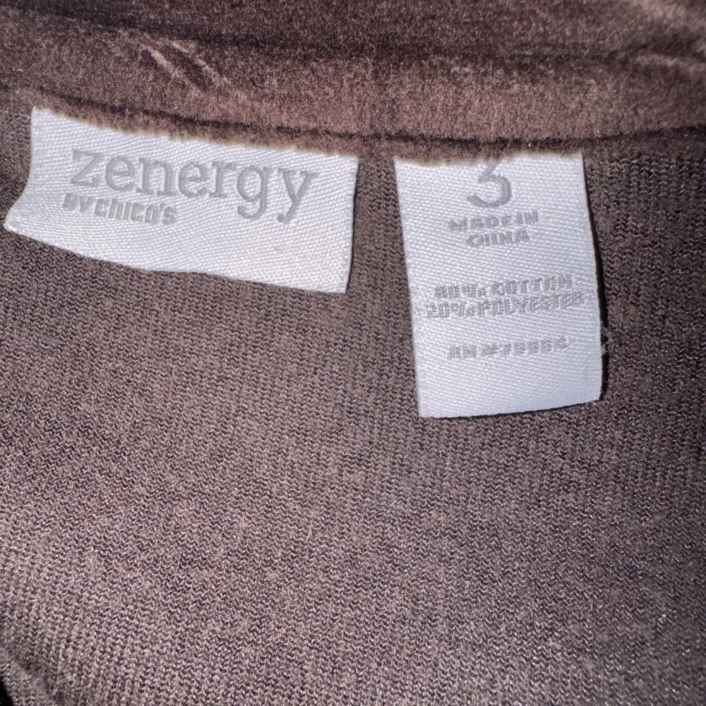Zenergy by Chico's Size 3 Brown Velour Track Jacket Luxe Athleisure Y2K Zip XL